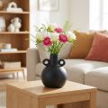 Jarrón de cerámica mini jarrón mango negro cerámica Ø8,5cm H12cm | Floristik24.es