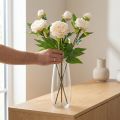 Peonías artificiales largas flores artificiales crema 70cm 3uds | Floristik24.es