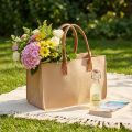 Bolso de fieltro con aspecto de rafia, 50 cm x 25 cm x 25 cm. | Floristik24.es