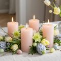 Velas de pilar, color rosa claro liso, 60×100 mm, juego de 4, velas decorativas para Pascua y bodas | Floristik24.es