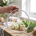 Corona decorativa de perlas blancas de 28 cm de diámetro (juego de 4 piezas): decoración colgante versátil para primavera, bodas y decoraciones vintage. | Floristik24.es