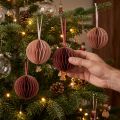 Bolas nido de abeja navidad burdeos rosa Ø8cm 4pcs | Floristik24.es