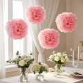 Pompón de papel Rosa claro Ø30cm 5piezas | Floristik24.es