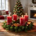 Velas de color sólido rojo 60x80mm 4 piezas | Floristik24.es