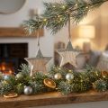 Colgante Estrella con purpurina Legno 14,5cm 2pzs | Floristik24.es