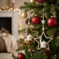 Decoración navideña estrella percha deco de madera Ø13.5cm 4pcs | Floristik24.es