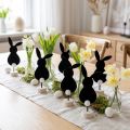 Soporte mesa decoración conejitos de Pascua fieltro negro 19cm 12ud | Floristik24.es