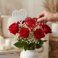 Tapón flor corazón rojo, tapón decorativo blanco San Valentín 7cm 12uds | Floristik24.es