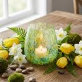Portavelas decoración de vidrio patrón amarillo verde Ø6,5cm H10cm | Floristik24.es