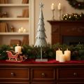 Árbol de Navidad decorativo sobre soporte con estrella, decoración festiva para mesa, 74 cm. | Floristik24.es