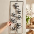 Decoración de metal para colgar, golondrinas, decoración de pared Plata, blanco lavado Al. 47,5 cm | Floristik24.es