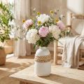Florero de cerámica blanca y jarrón de algas marinas decoración de verano H17.5cm | Floristik24.es