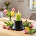 Candelabro portavelas negro cerámica Ø12,5cm H7cm | Floristik24.es