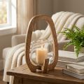 Farol de madera y cristal para decoración de salón Ø12cm H20cm | Floristik24.es