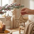 Estrella decorativa para colgar estrella de yute natural Ø18cm 4uds | Floristik24.es