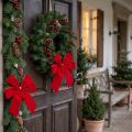 Lazo decorativo lazo terciopelo rojo 4cm ancho lazo navideño para exterior 15×18cm 2uds | Floristik24.es