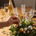 Tapón de copa de champán para decoración de Nochevieja, plateado, 7,5 cm de largo y 27 cm, 12 unidades | Floristik24.es