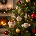 Muñeco de Nieve Decoración de Madera Percha Navidad Natural 5cm 12uds | Floristik24.es