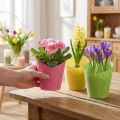 Macetero de papel macetero tejido rosa amarillo verde Ø9cm H18cm 9ud | Floristik24.es