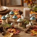 Mini setas decorativas de madera, setas amanita muscaria decorativas, verdes, Ø2,5 cm, 24 unidades | Floristik24.es