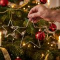 Adornos navideños, estrellas colgantes, plata, 20 cm, metal, juego de 6, adornos para árbol de Navidad | Floristik24.es