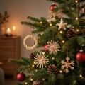 Estrellas de paja Adornos para árboles de Navidad paja rojo natural Ø4-6cm 17 piezas | Floristik24.es