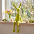 Conejito de Pascua sentado en un estante, flocado, verde amarillento, 56 cm | Floristik24.es