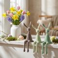 Conejito de Pascua para estantes, flocado, verde/marrón, 28 cm, 3 piezas | Floristik24.es