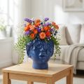 Busto de poliresina con cabeza de planta, color azul, 13,5 x 13 x 14 cm | Floristik24.es