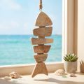 Pez de madera para colgar yute marítimo natural 27cmx2cmx10cm | Floristik24.es