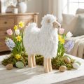 Oveja de madera Decoración de Pascua Oveja Blanca Natural 30x4.5x36.5cm | Floristik24.es