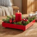 Bandeja decorativa cuadrada de metal rojo 15×15cm 2uds | Floristik24.es
