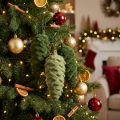 Piñas verdes decorativas, perchas, decoración navideña, juego de 6 | Floristik24.es