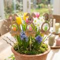 Madera de conejito de Pascua, tapones de flores Pascua, tapones de conejito 8,5 cm 12 piezas | Floristik24.es
