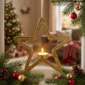 Portavelas decorativo estrella de metal para colgar dorado 24cm | Floristik24.es
