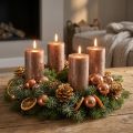 Velas de pilar, juego de 4, color marrón cobre metálico liso, 70 x 120 mm - Velas decorativas elegantes con larga duración | Floristik24.es