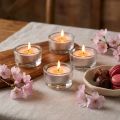 Velas aromáticas chocolate flor de cerezo, velas de té perfumadas Ø3,5cm H1,5cm 18 piezas | Floristik24.es