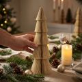 Árbol de Navidad de papel pequeño crema dorado Al. 30 cm | Floristik24.es