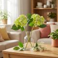 Hortensias Artificiales Flores Verdes Hojas L43cm 2uds | Floristik24.es