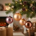 Bolas de árbol de Navidad de cristal rosa albaricoque Ø6cm 24 piezas | Floristik24.es