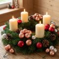 Espejo Bayas Navidad Cristal Albaricoque Plata Ø40mm 32 piezas | Floristik24.es