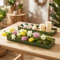 Bandeja decorativa, metal y madera, verde, 35,5×11×3 cm, 2 piezas | Floristik24.es