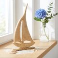 Velero de madera sobre base Decoración de mesa natural marítima H42cm | Floristik24.es