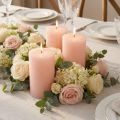 Velas de pilar rosas 70x120 mm - Juego de 4 Velas decorativas de color rosa claro para romance y comodidad, decoración de bodas | Floristik24.es