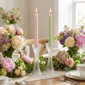 Portavelas de cristal transparente con ranuras para velas H20cm 2 piezas | Floristik24.es