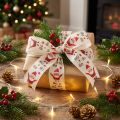 Cinta navideña con Papá Noel cinta de algodón crema 40mm 15m | Floristik24.es
