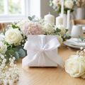 Cinta decorativa para regalo, cinta blanca con orillo, 25 mm, 3 m, 10 unidades | Floristik24.es