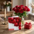 Tarjeta vale rosas rojas + sobre 1ud | Floristik24.es