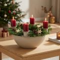 Portavelas con 4 soportes, corona de Adviento moderna, beige, 15 cm | Floristik24.es