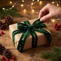 Cinta de regalo, cinta navideña, cinta de terciopelo Verde Feliz Navidad 25mm 20m | Floristik24.es